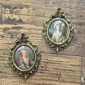 Vintage Victorian Ornate Brass Frames Silk Marie Antoinette